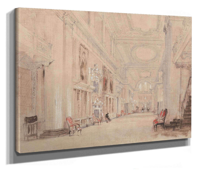 Long Library At Blenheim Palace Mid Th Century by David Cox