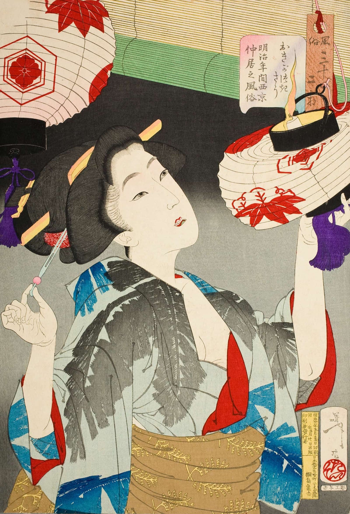 Looking Observant The Appearance Of A Kyoto Waitress Of The Meiji Era by Tsukioka Yoshitoshi