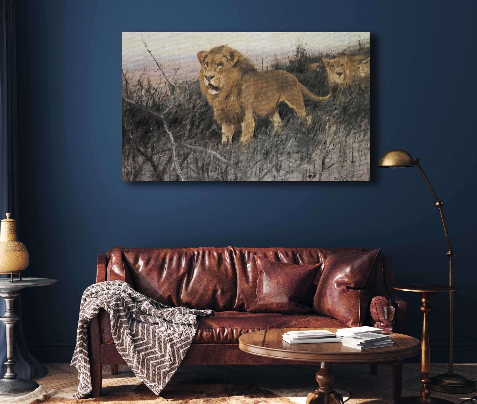 Lowen In Verbrannter Steppe Lions In A Burnt Steppe by Wilhelm Kuhnert