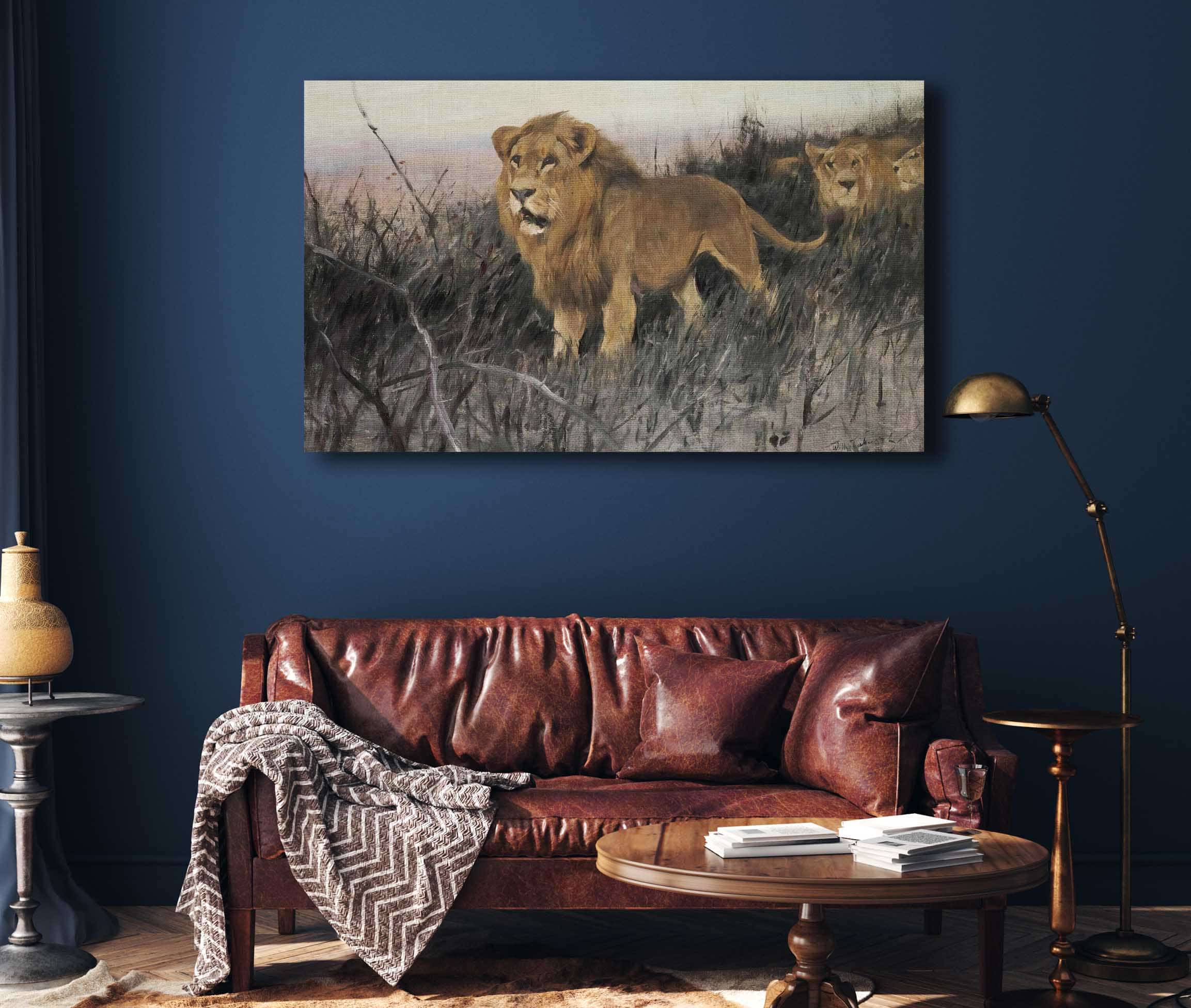 Lowen In Verbrannter Steppe Lions In A Burnt Steppe by Wilhelm Kuhnert