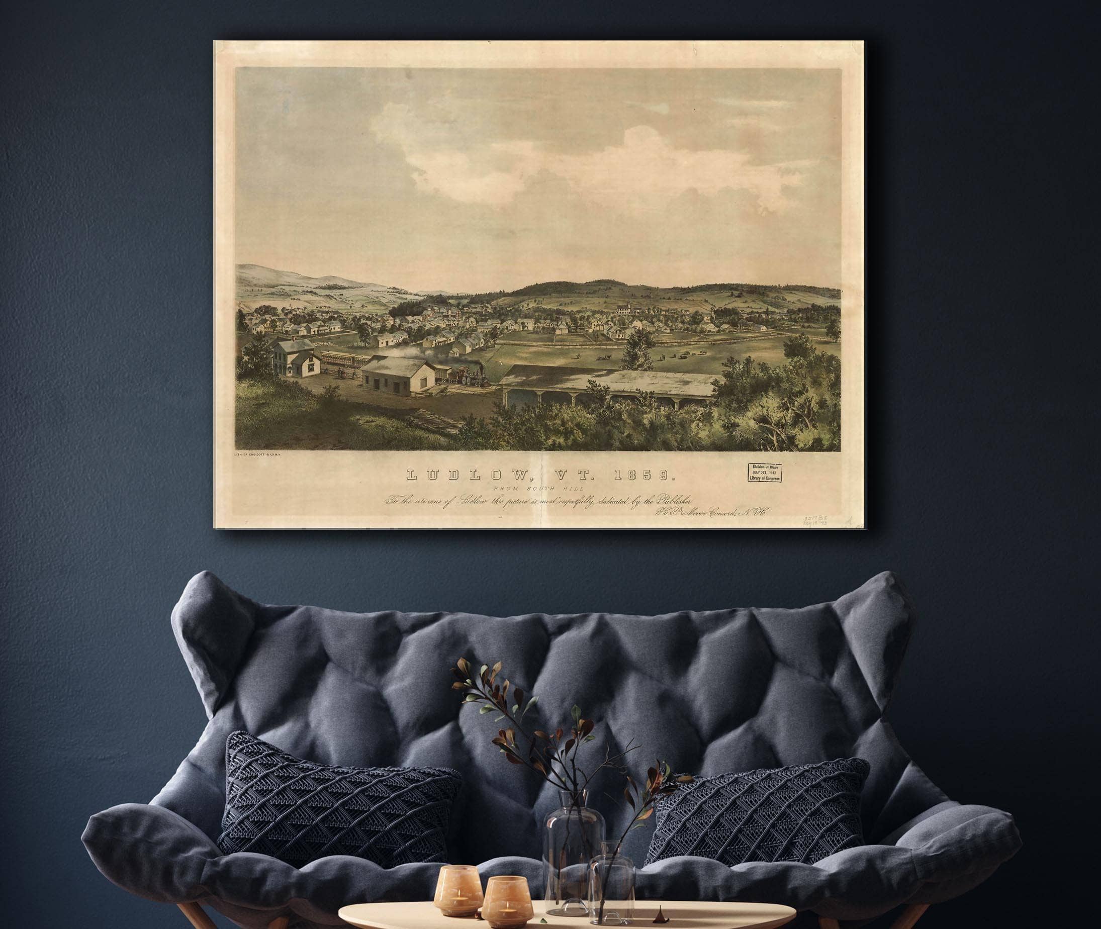 Ludlow Vt 1859 From South Hill   Lith Of Endicott & Co Ny State of New York