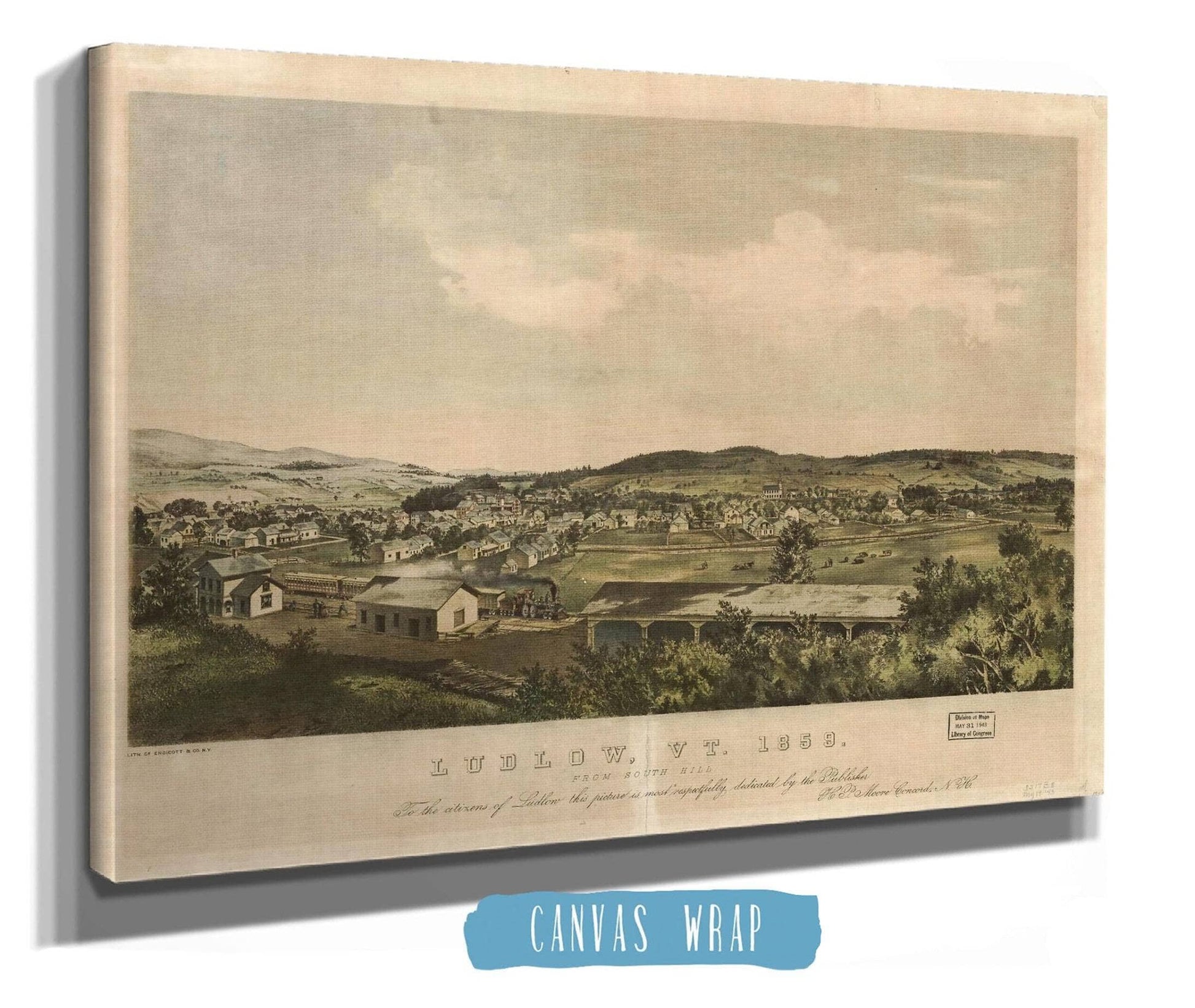 Ludlow Vt 1859 From South Hill   Lith Of Endicott & Co Ny State of New York