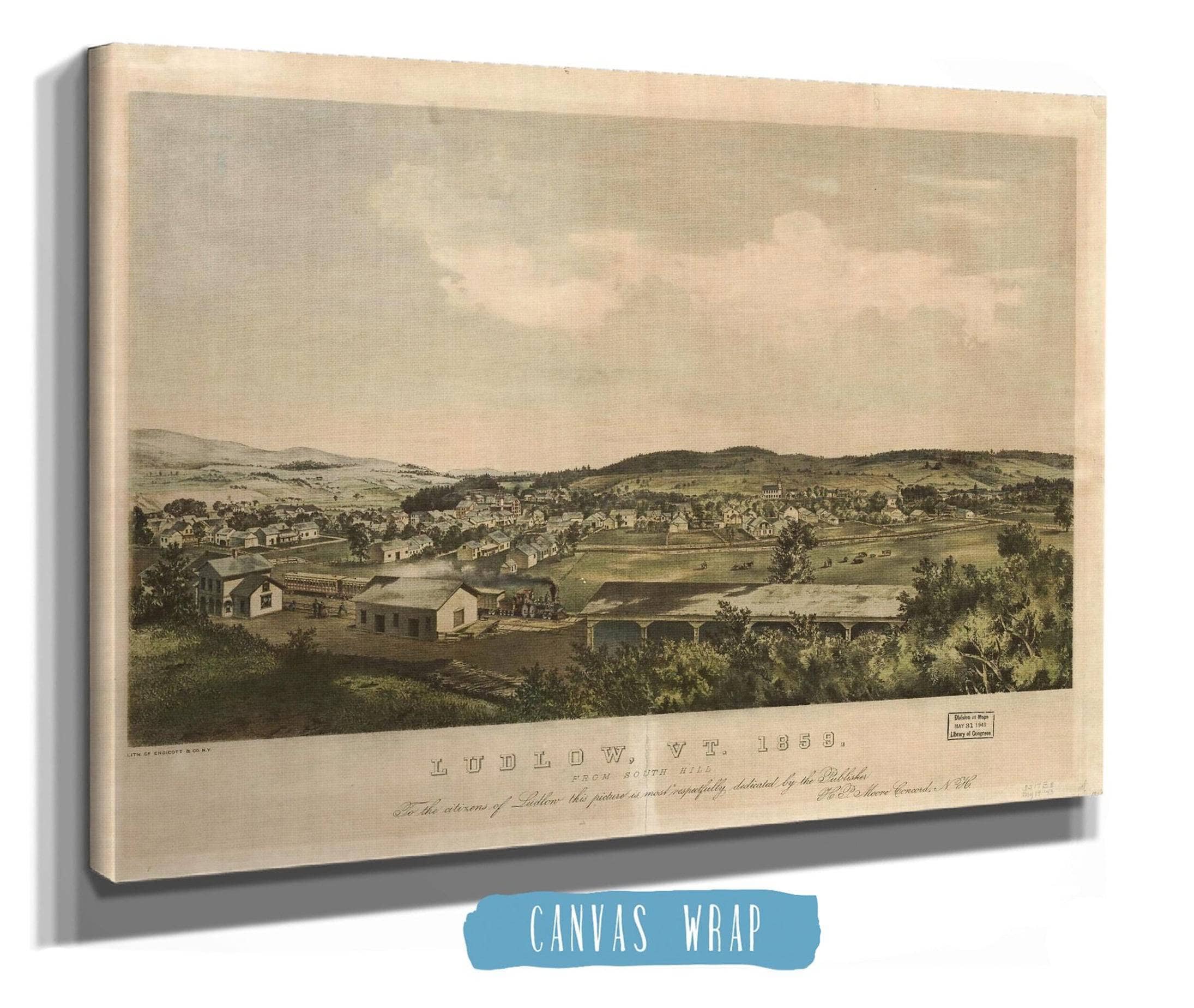 Ludlow Vt 1859 From South Hill   Lith Of Endicott & Co Ny State of New York