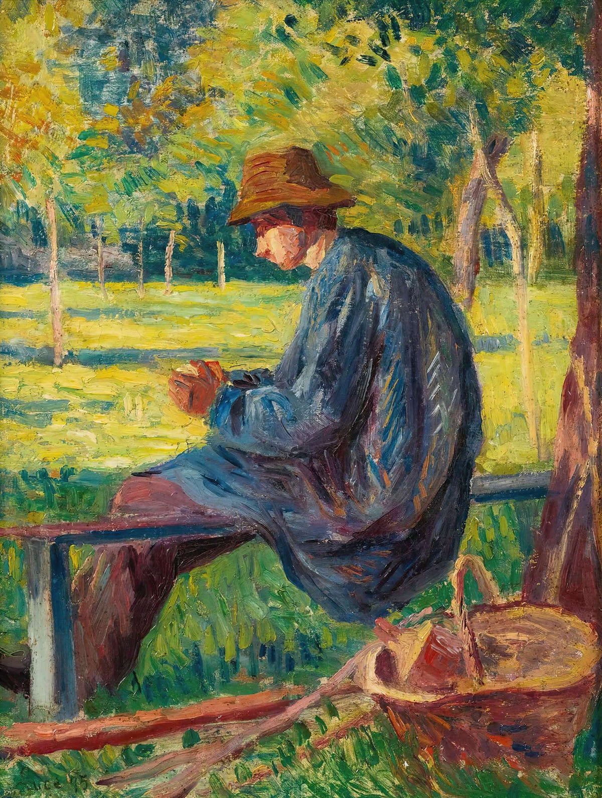 Ludovic Rodo Pissarro Dans Le Jardin De Son Pere A Eragny by Maximilien Luce