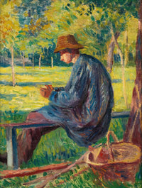 Ludovic Rodo Pissarro Dans Le Jardin De Son Pere A Eragny by Maximilien Luce