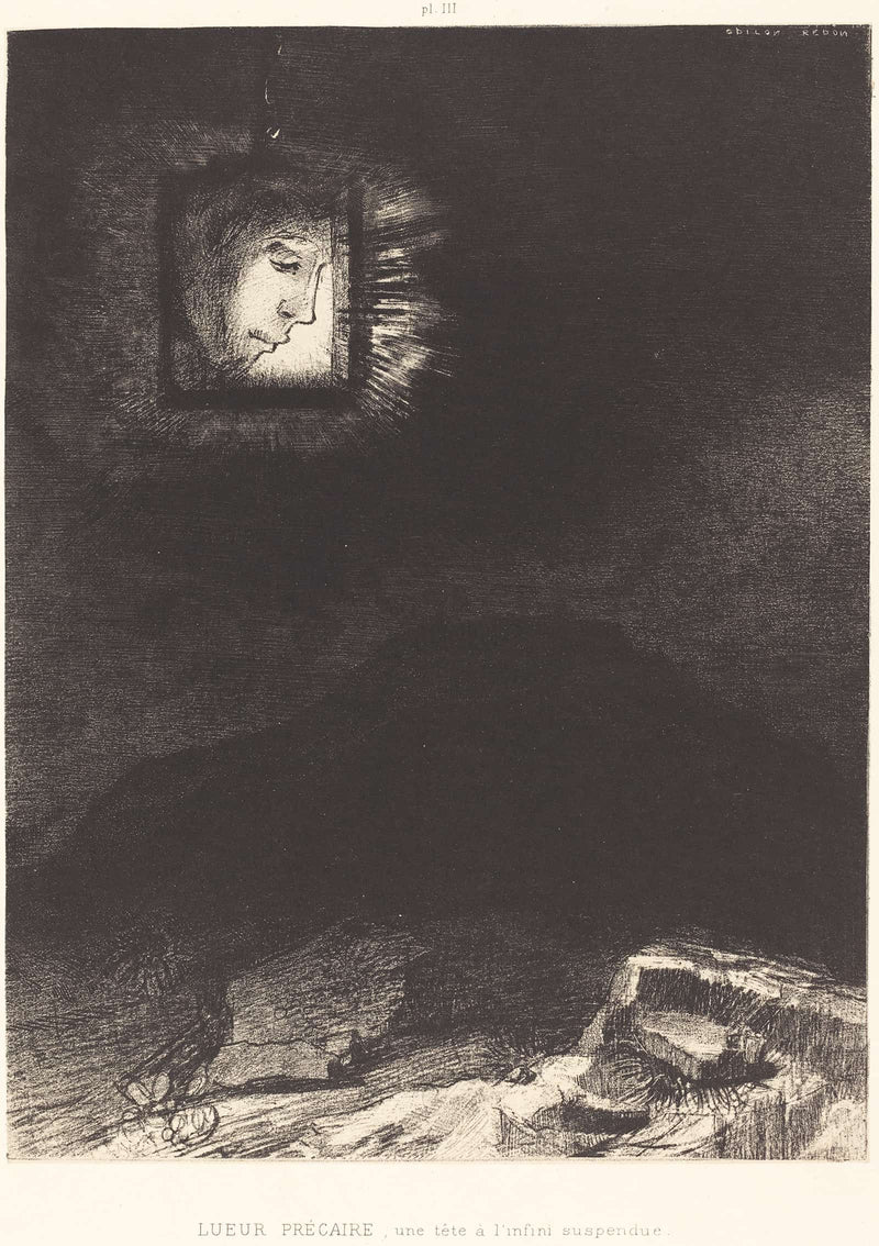 Lueur Precaire Une Tete A Linfini Suspendue Precarious Glimmering A Head Suspended by Odilon Redon
