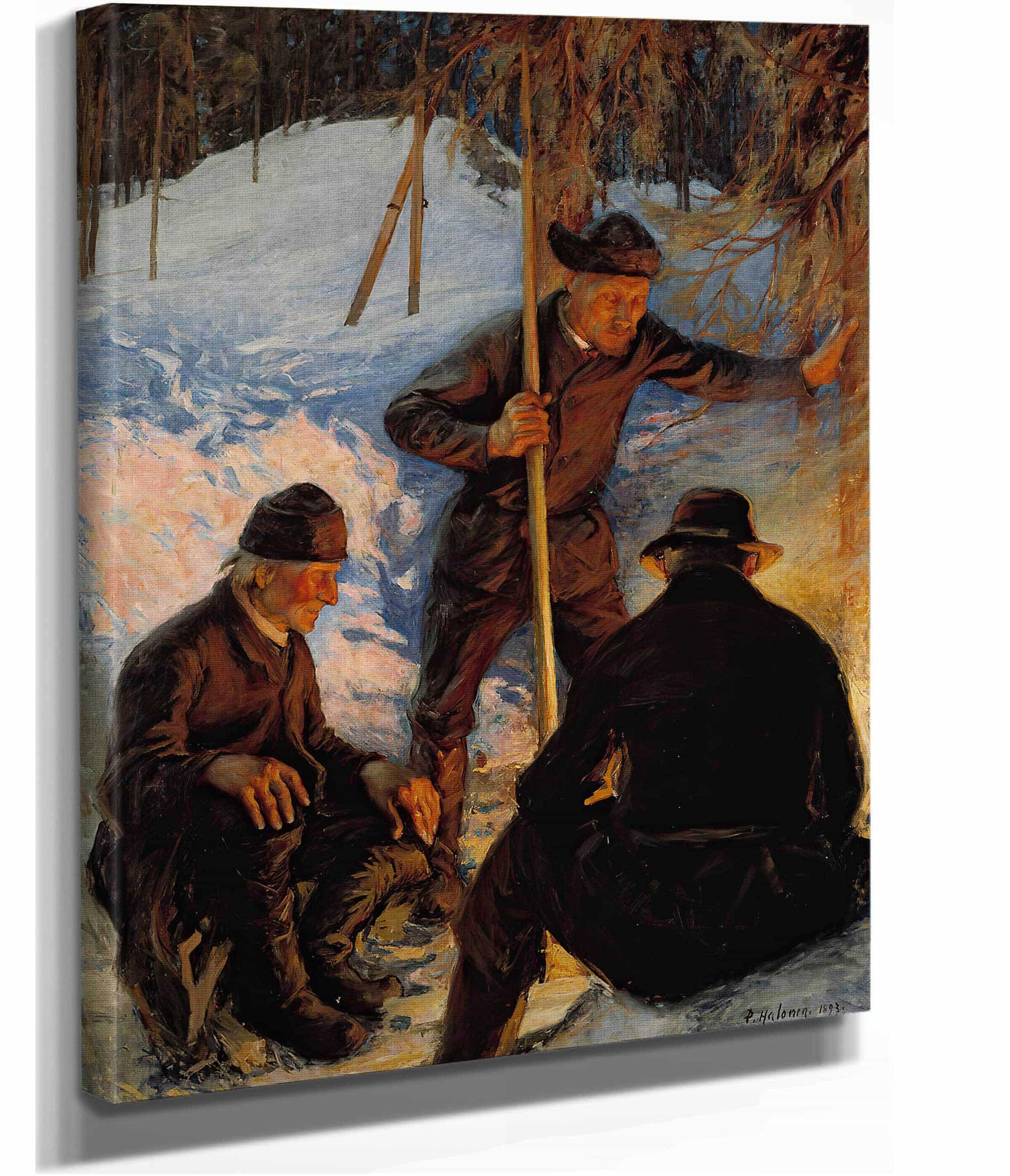 Lumberjacks Around A Campfire by Pekka Halonen