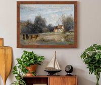 Luzancy Petites Maisons De Paysans Au Bord De Leau by Jean Baptiste Camille Corot