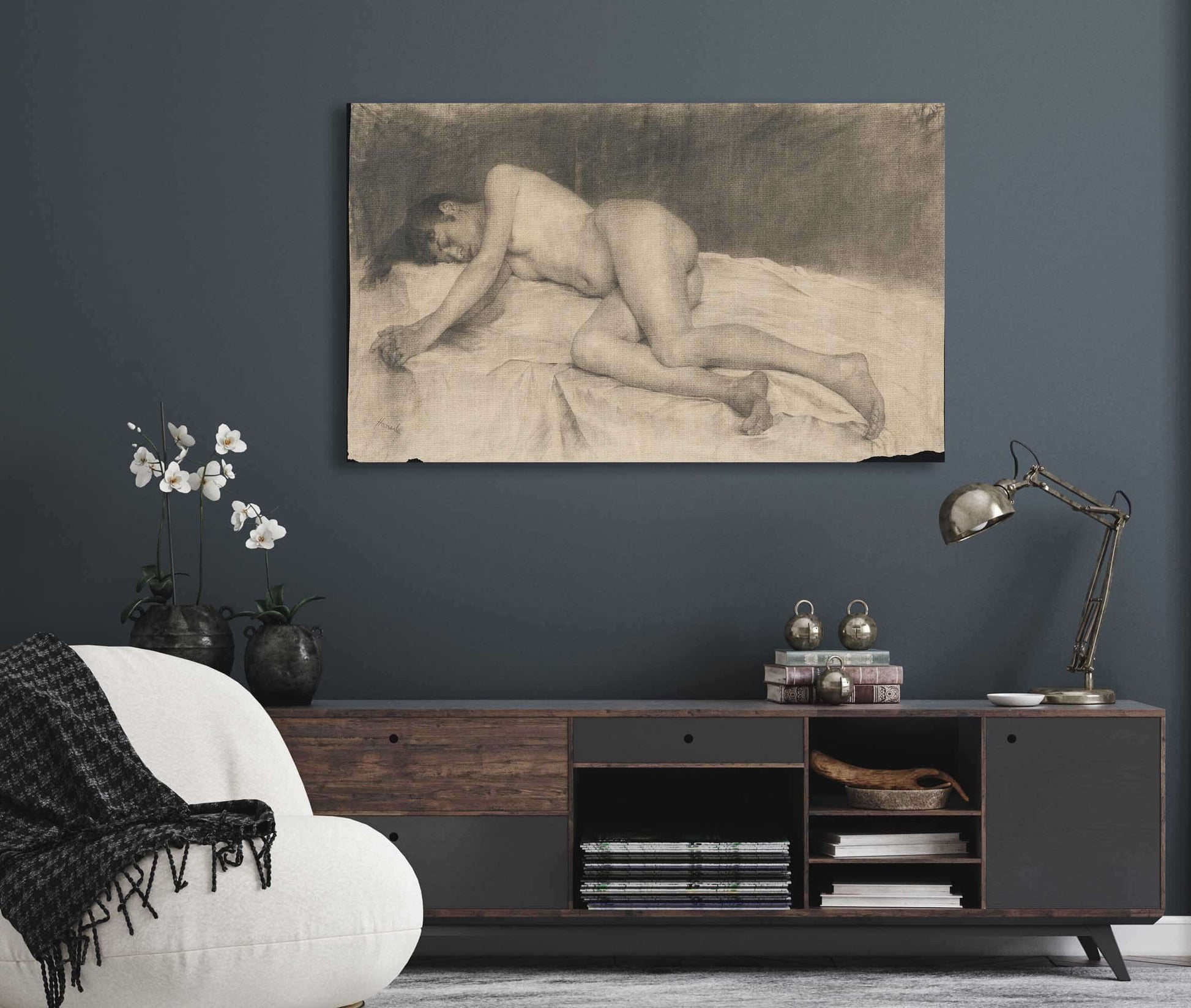 Lying Female Nude by Jozef Hanula