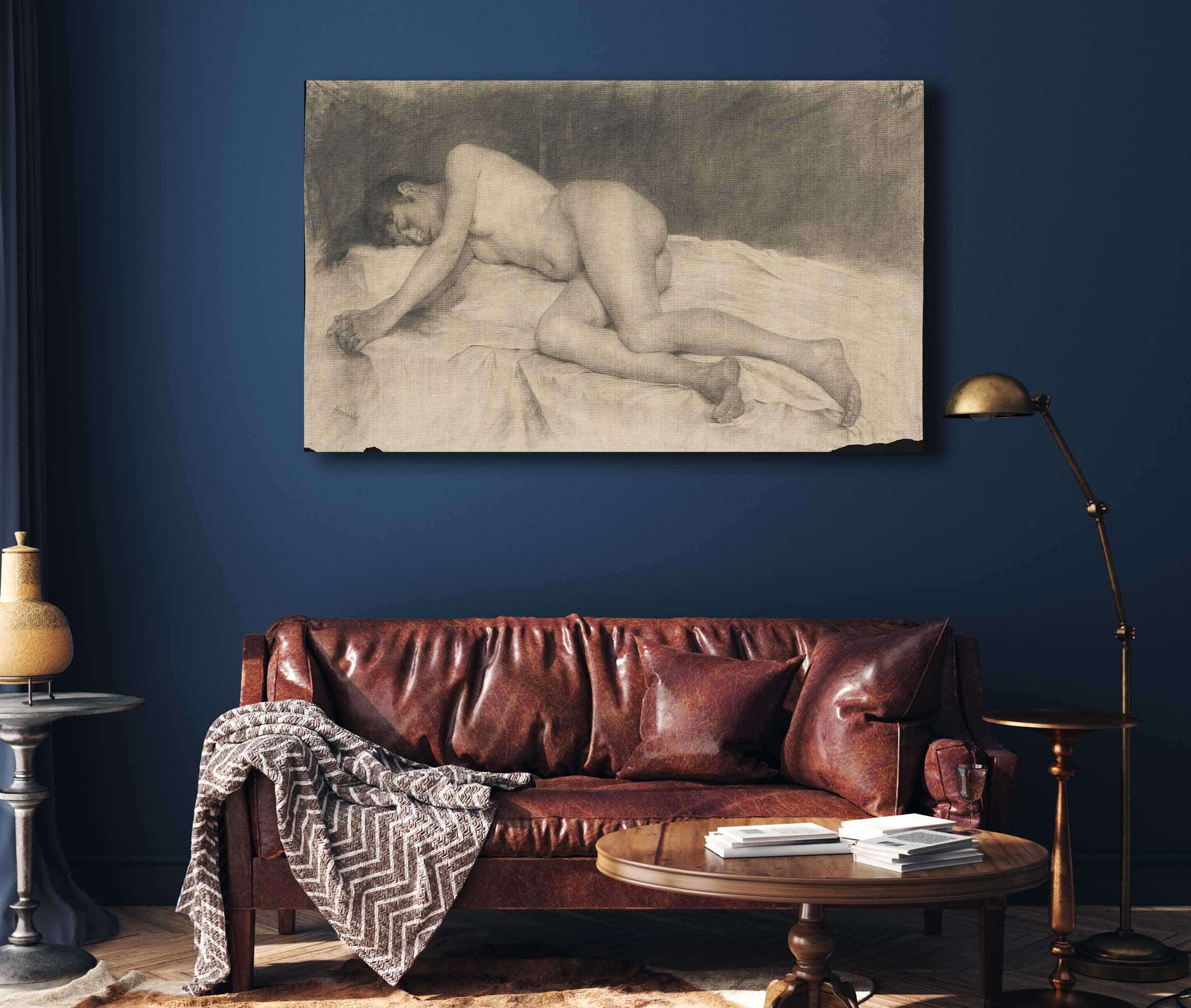 Lying Female Nude by Jozef Hanula