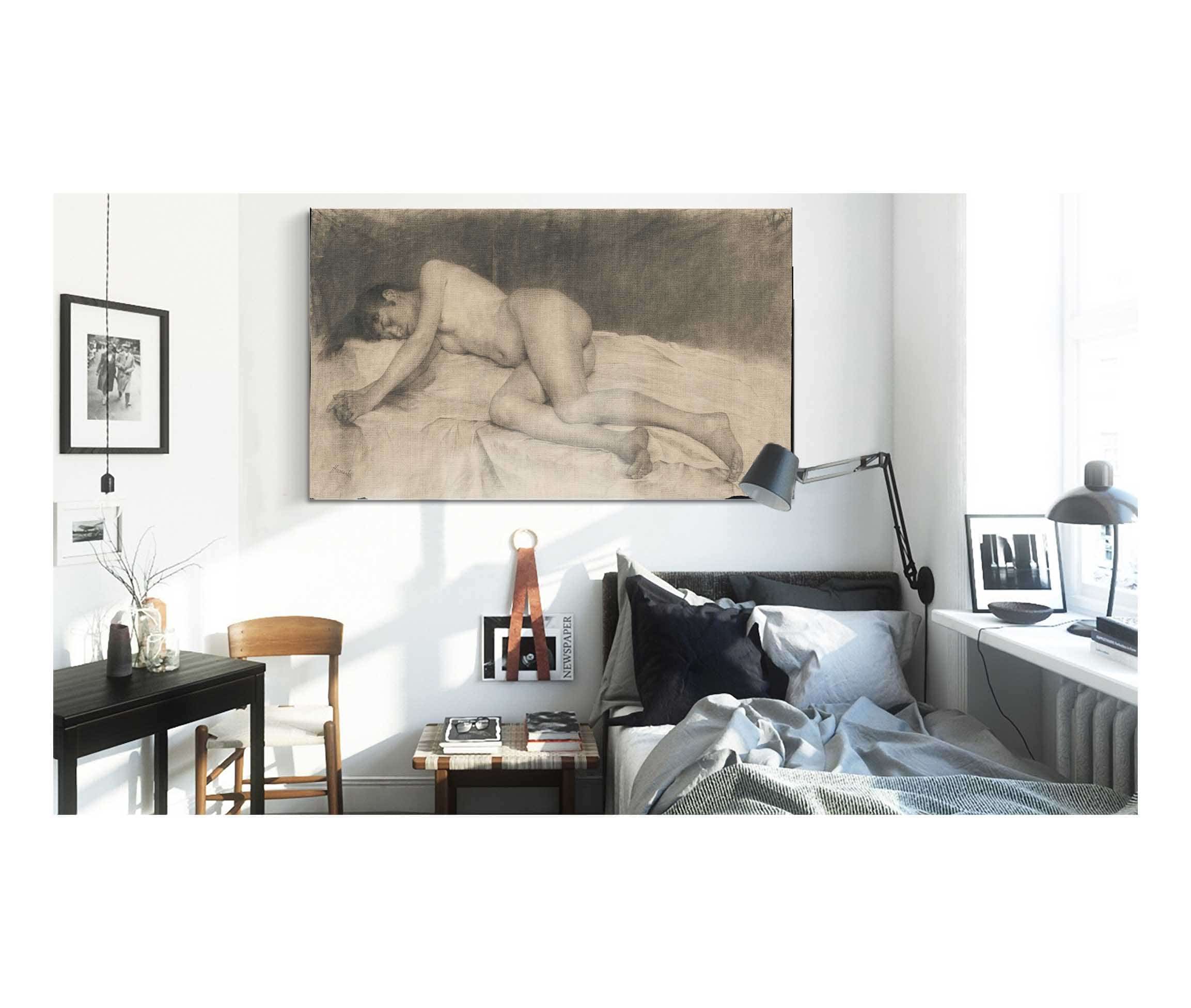 Lying Female Nude by Jozef Hanula