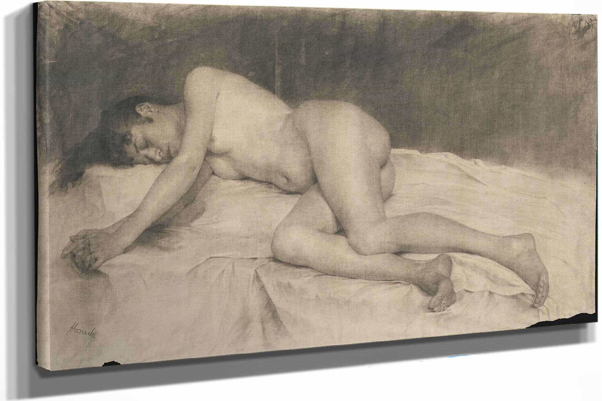 Lying Female Nude by Jozef Hanula