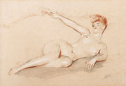 Lying Nude On A Sofa by Paul Cesar Helleu