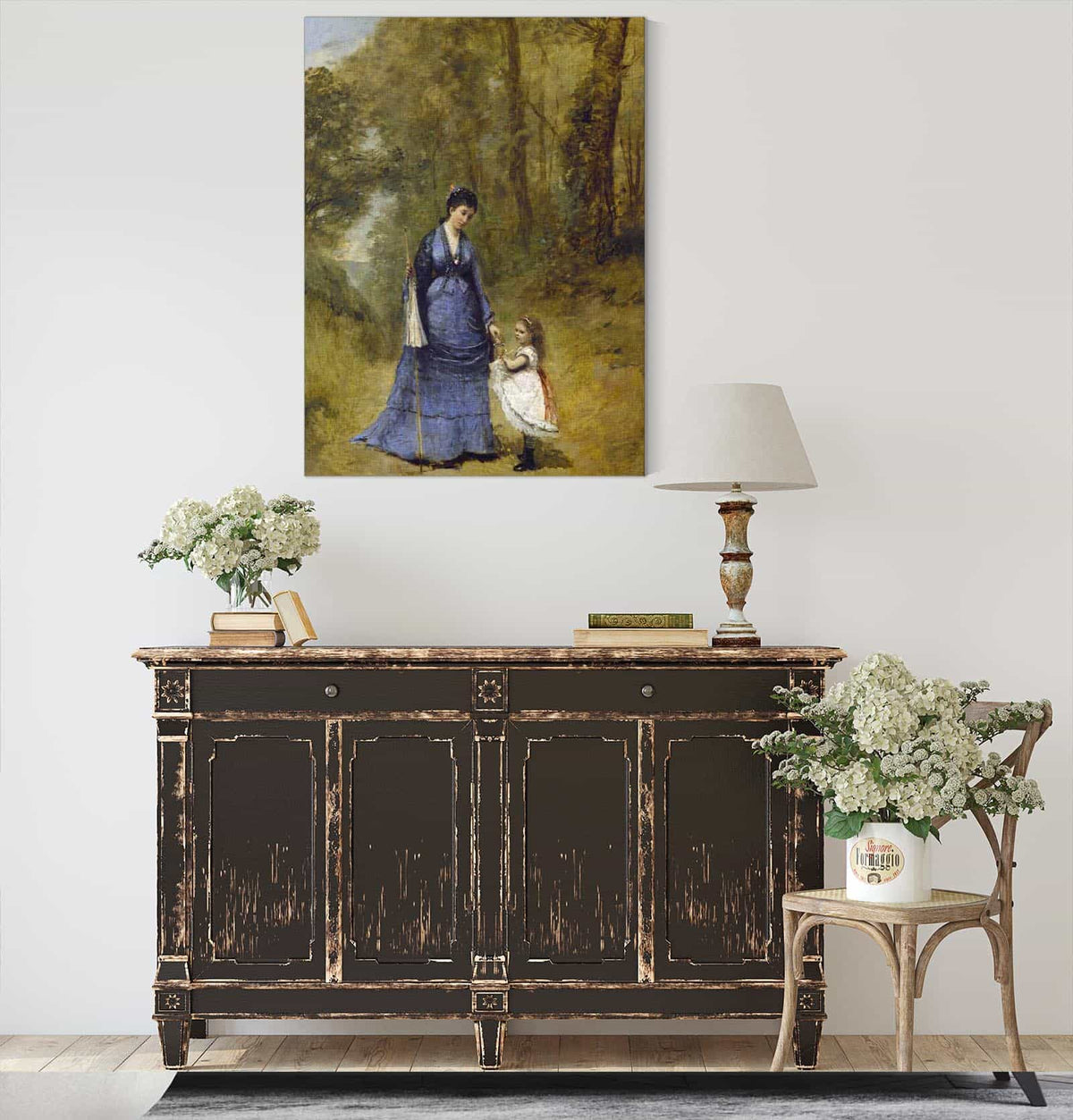 Madame Stumpf And Her Daughter by Jean Baptiste Camille Corot