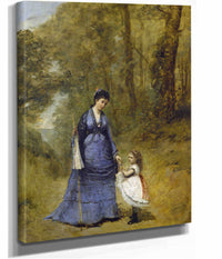 Madame Stumpf And Her Daughter by Jean Baptiste Camille Corot