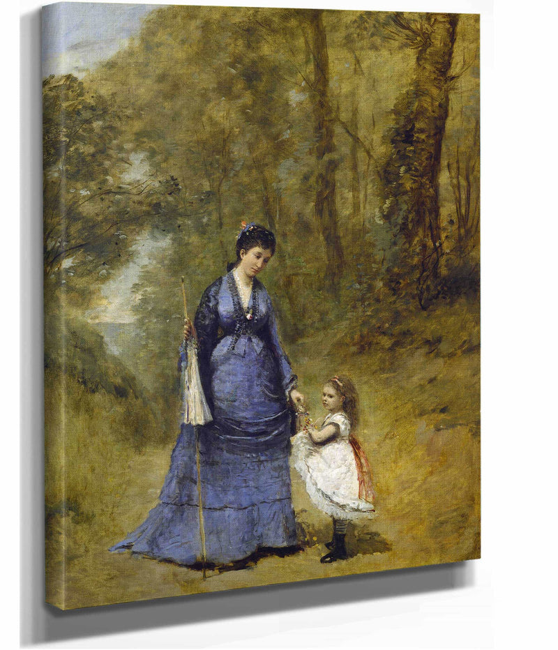 Madame Stumpf And Her Daughter by Jean Baptiste Camille Corot