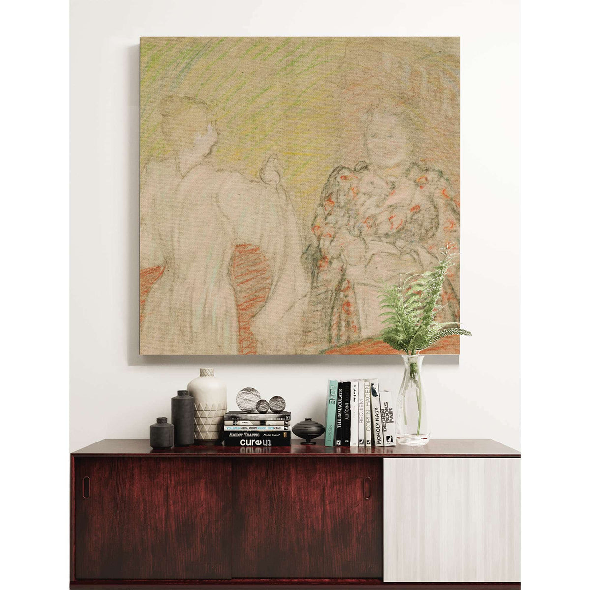 Madame Vuillard Conversant Avec Une Jeune Fille by Edouard Vuillard