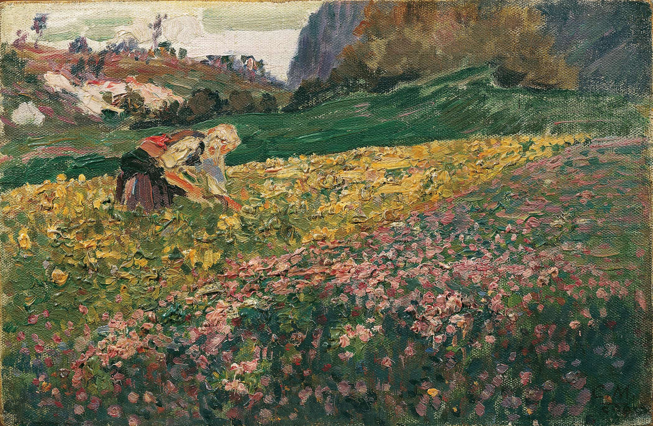 Madchen In Der Blumenwiese by Carl Moll