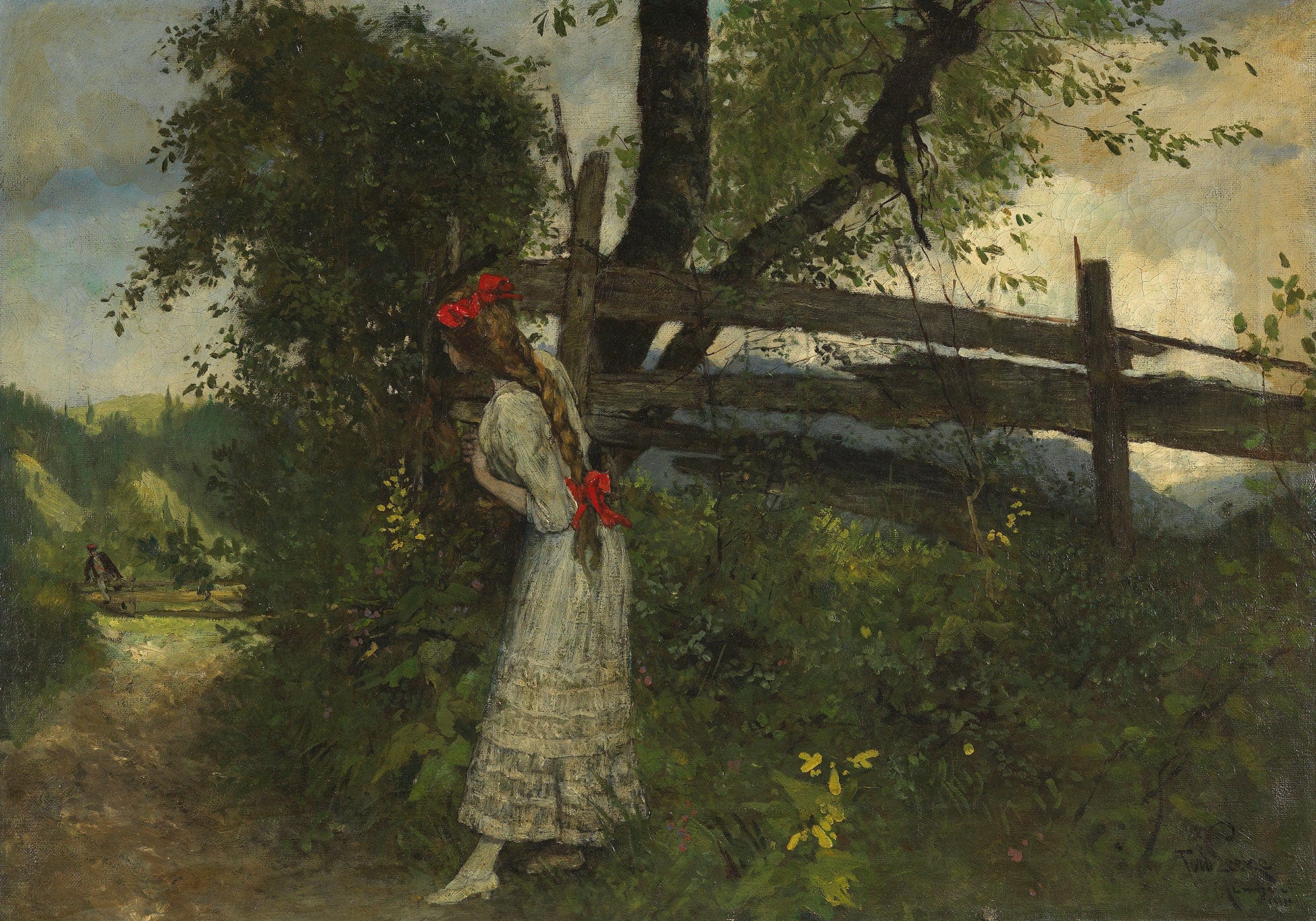 Madchen In Erwartung Ihres Liebhabers by Ferdinand Leeke