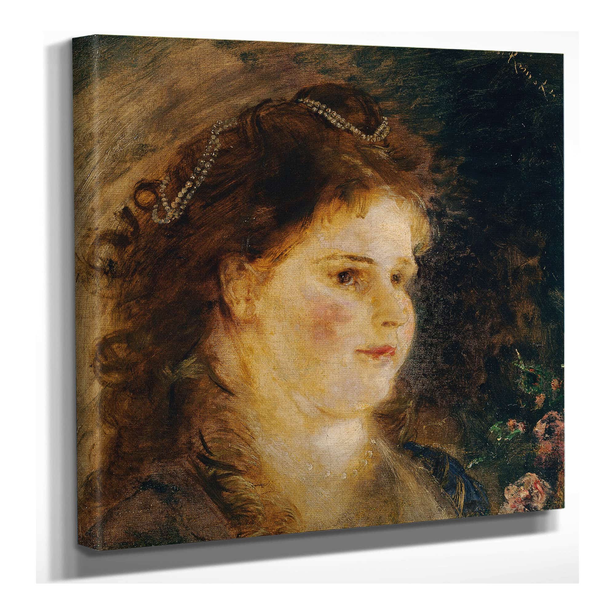 Madchen Mit Perlenkette Im Haar by Anton Romako