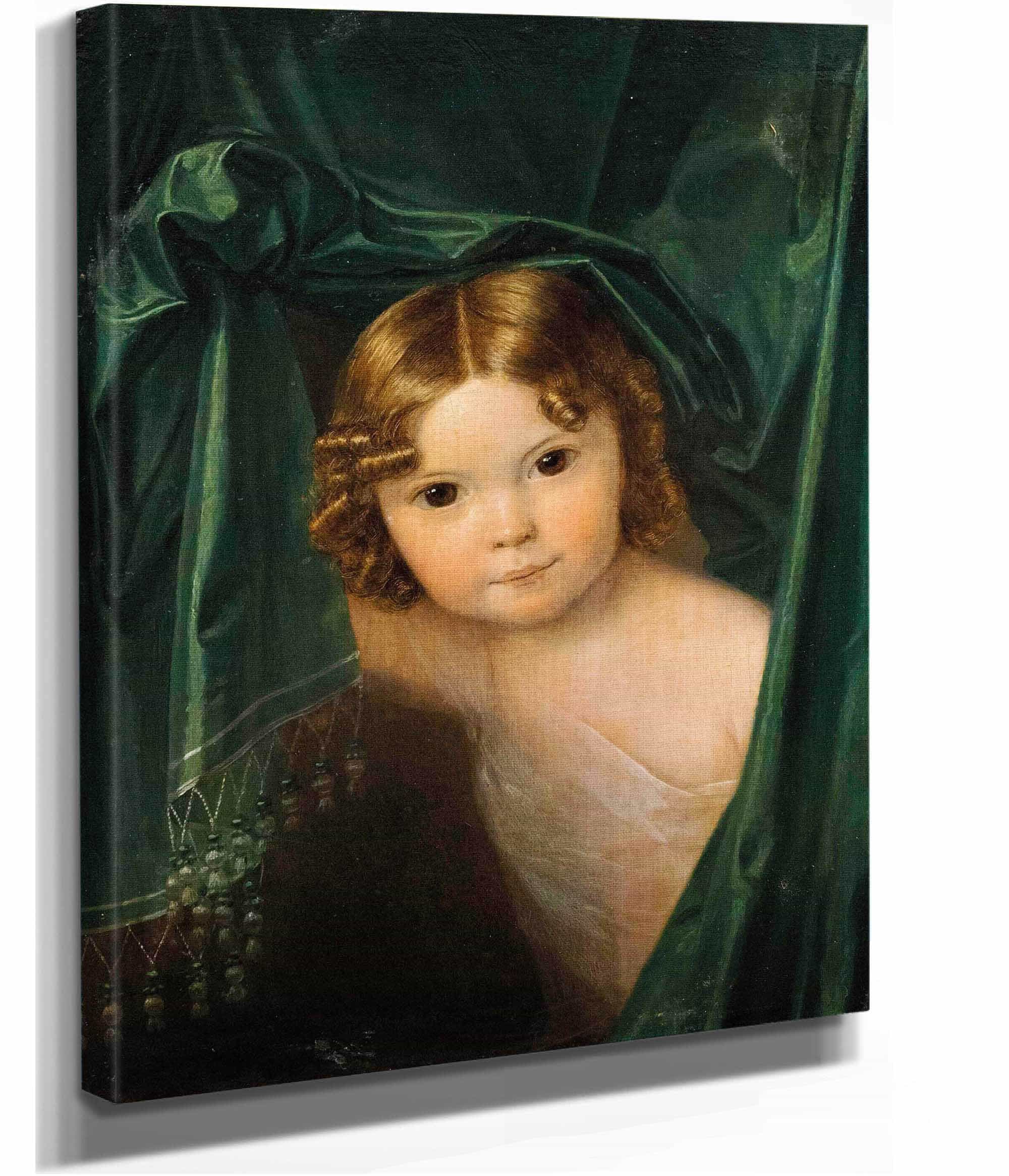 Madchen Unter Grunem Vorhang by Ferdinand Georg Waldmuller