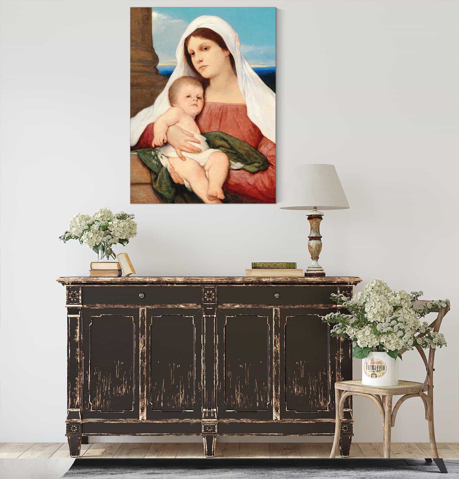 Madonna And Child In An Open Landscape by Gabriel Von Max