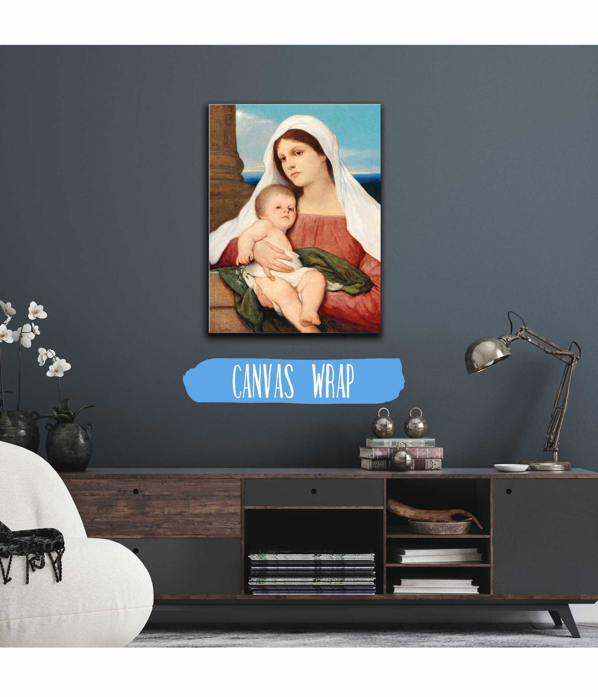 Madonna And Child In An Open Landscape by Gabriel Von Max