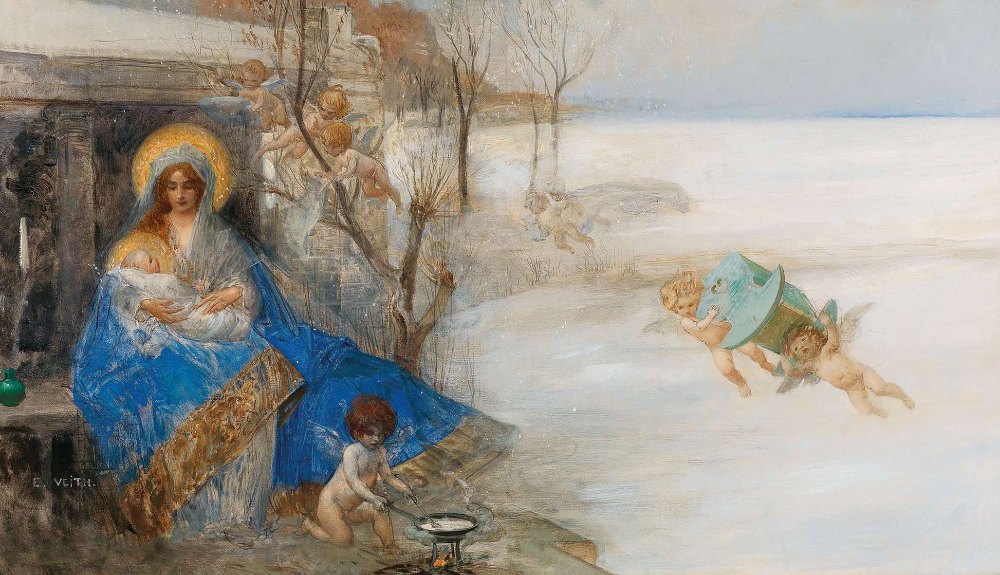 Madonna And Child Surrounded By Angels by Eduard Veith