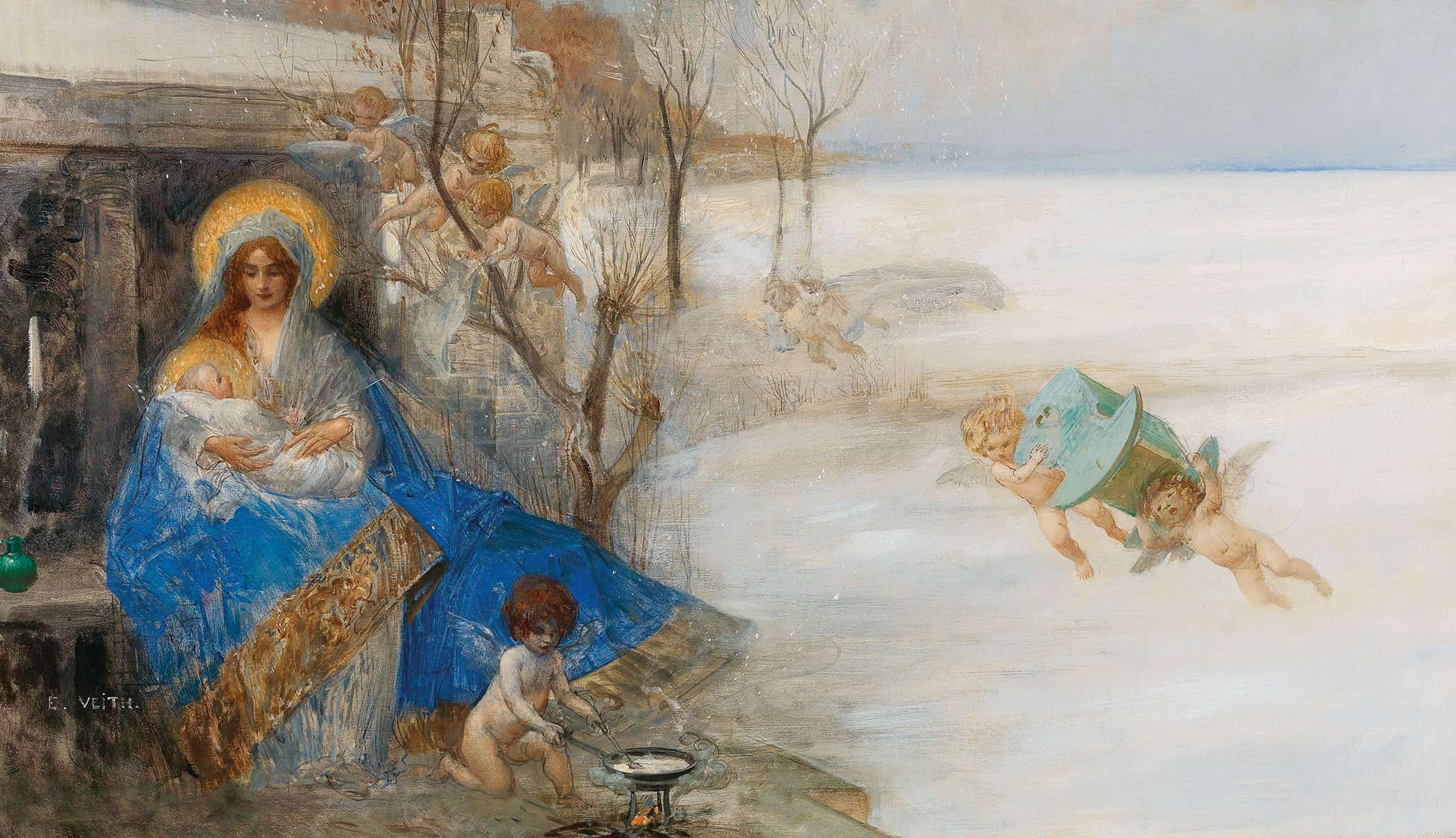 Madonna And Child Surrounded By Angels by Eduard Veith