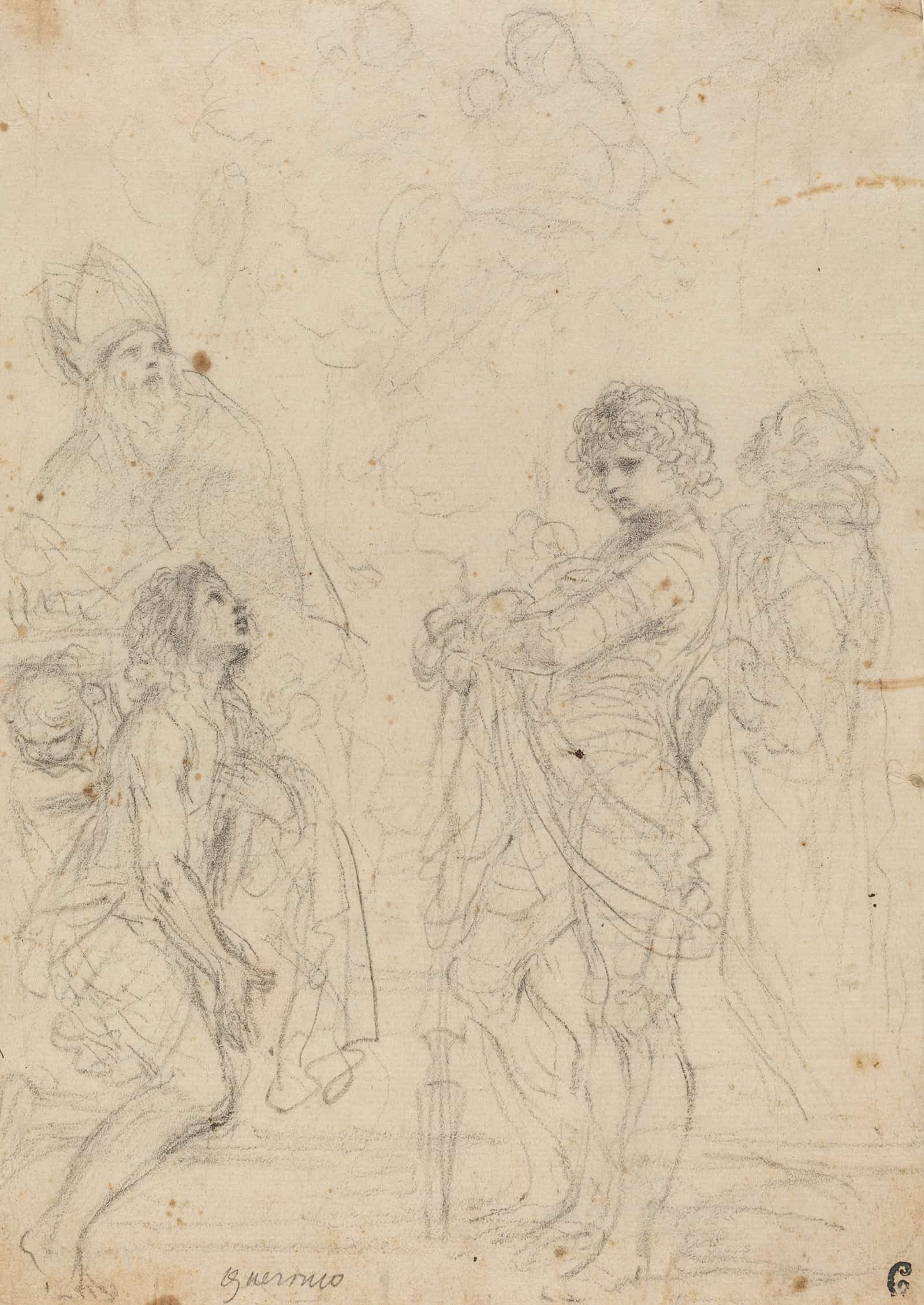 Madonna And Child With Saints Gimignano John The Baptist George And Peter Martyr by Guercino