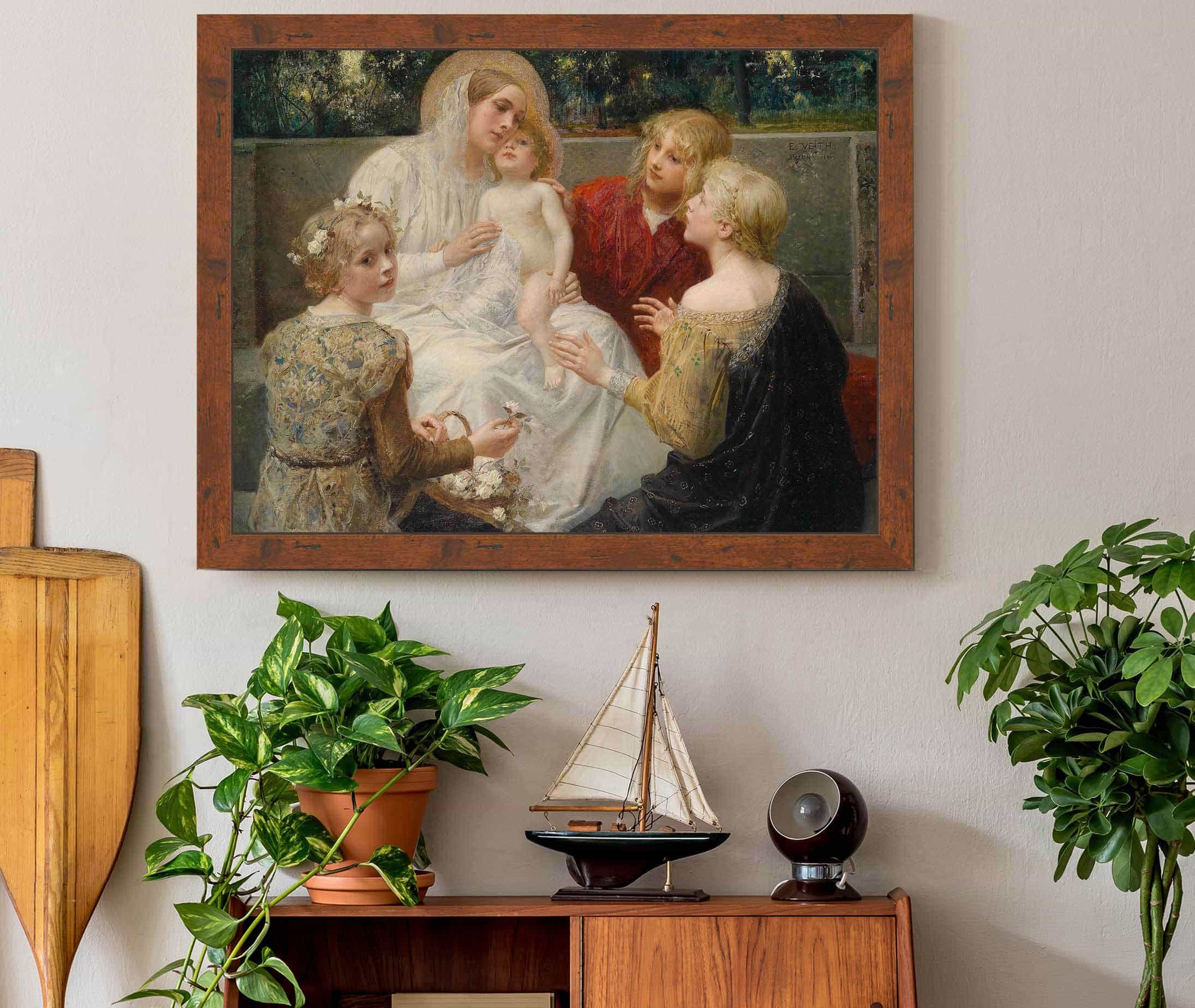 Madonna Mit Jesus Umgeben Von Kindern by Eduard Veith