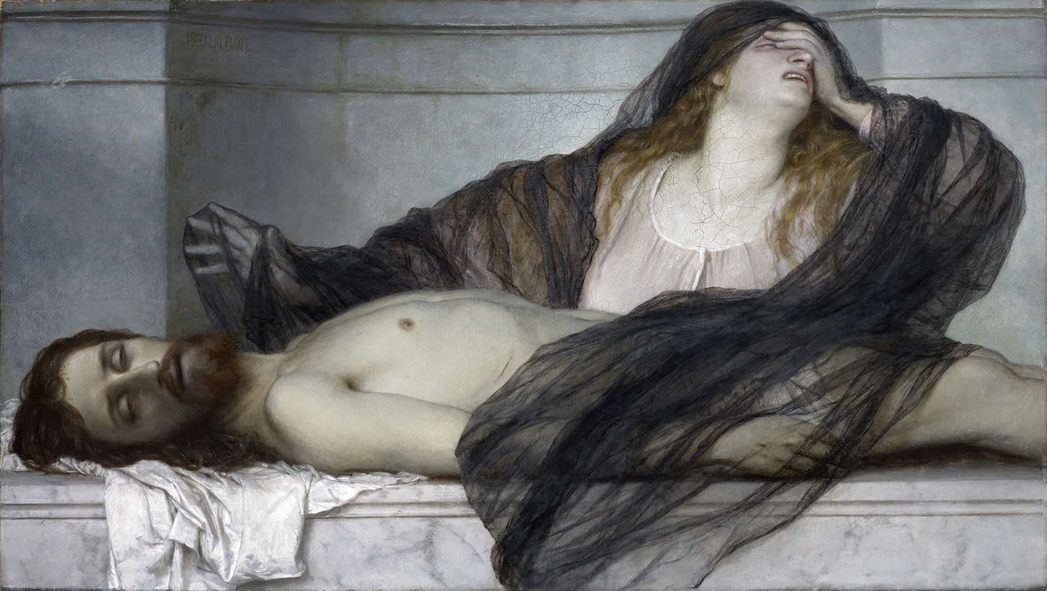 Magdalene Grieving Over The Body Of Christ by Arnold Bocklin