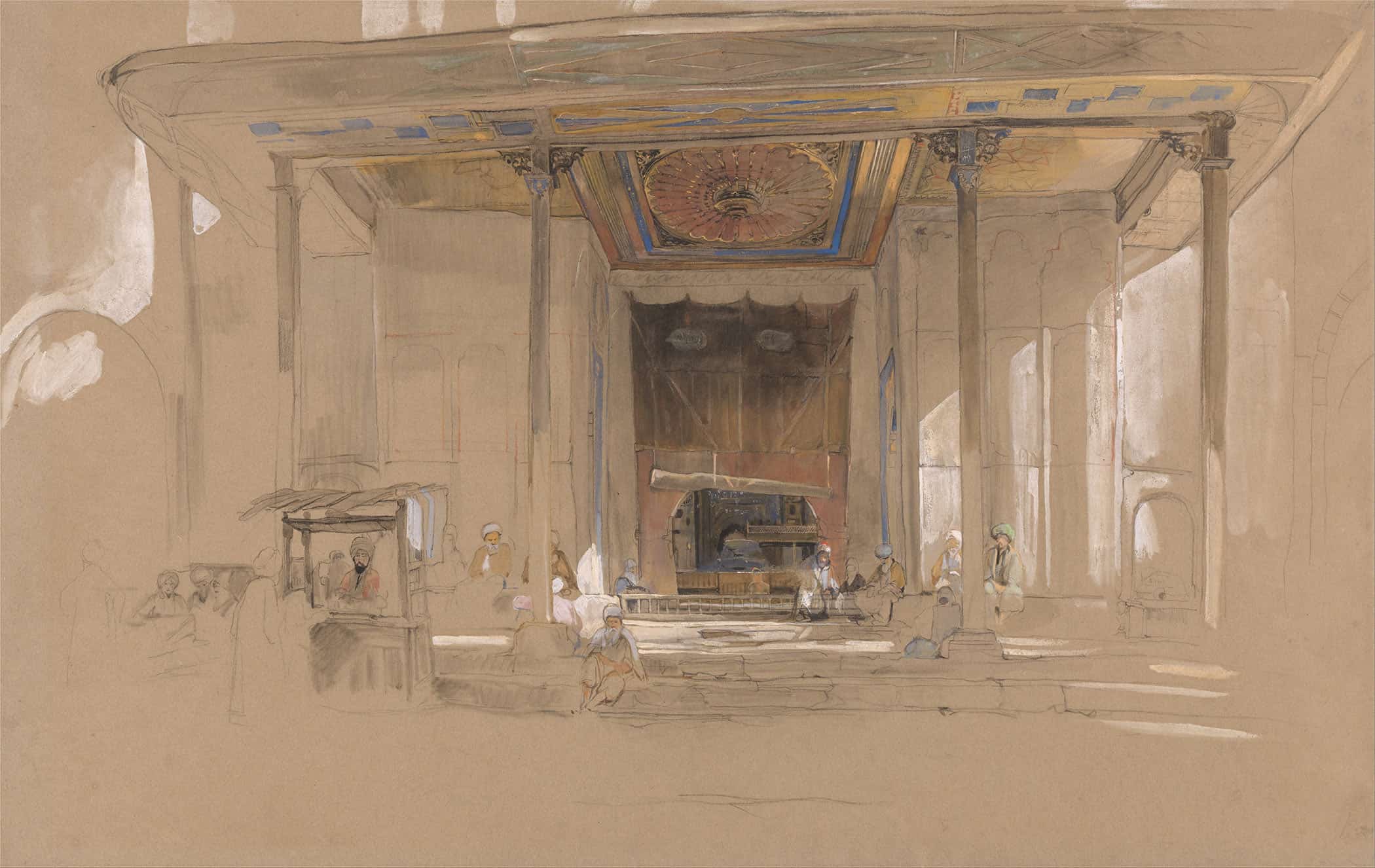 Main Entrance Of Great Mosque Ulu Cami Bursa Turkey by John Frederick Lewis