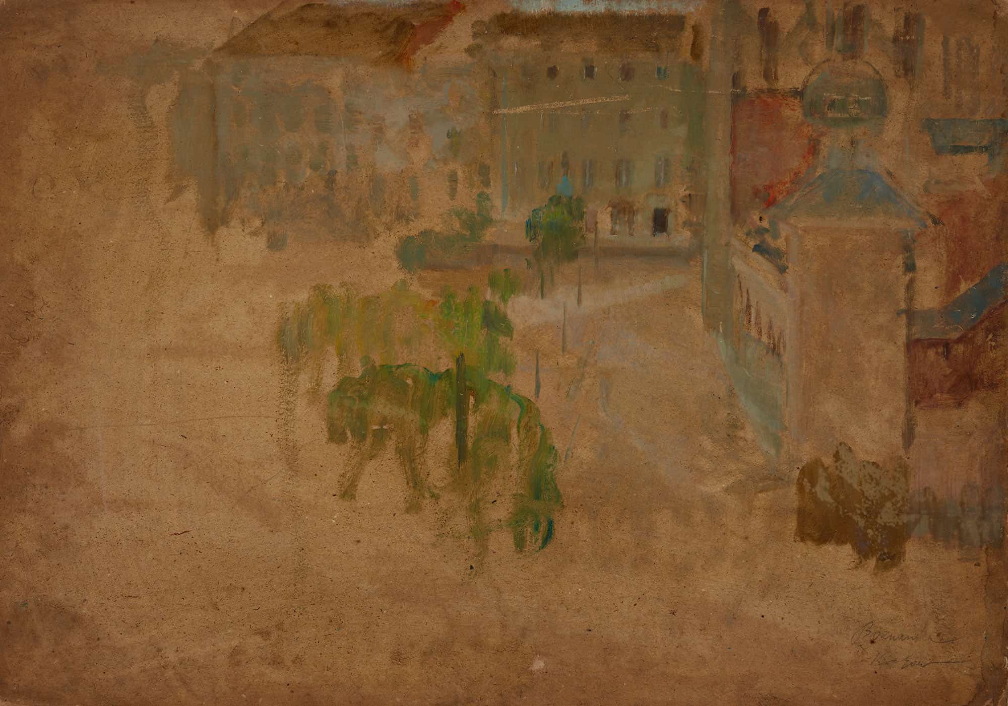 Main Market Square In Krakow Fragment Of A Street by Olga Boznanska