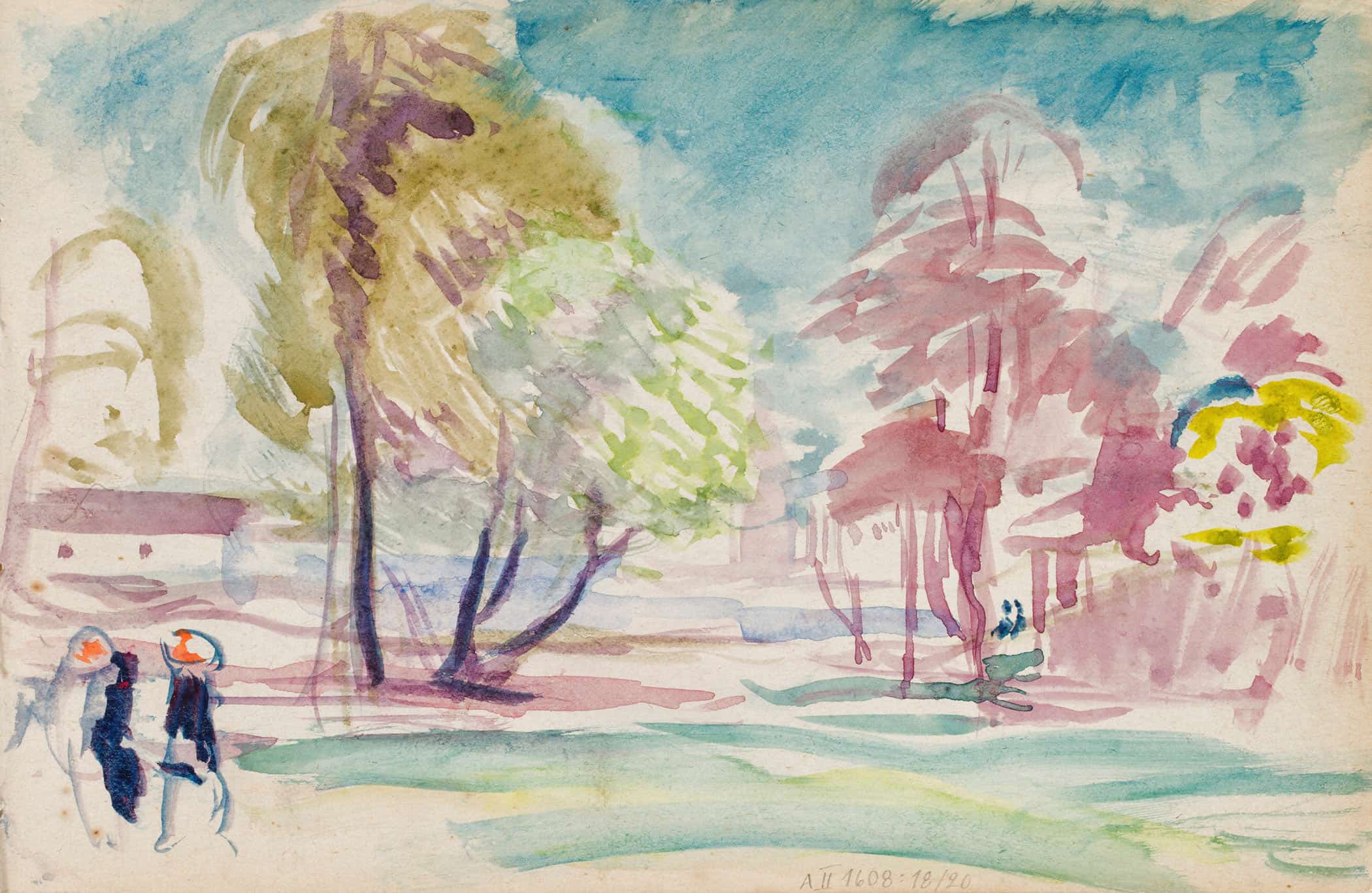 Maisema Ja Hahmoja Luonnos  by Magnus Enckell