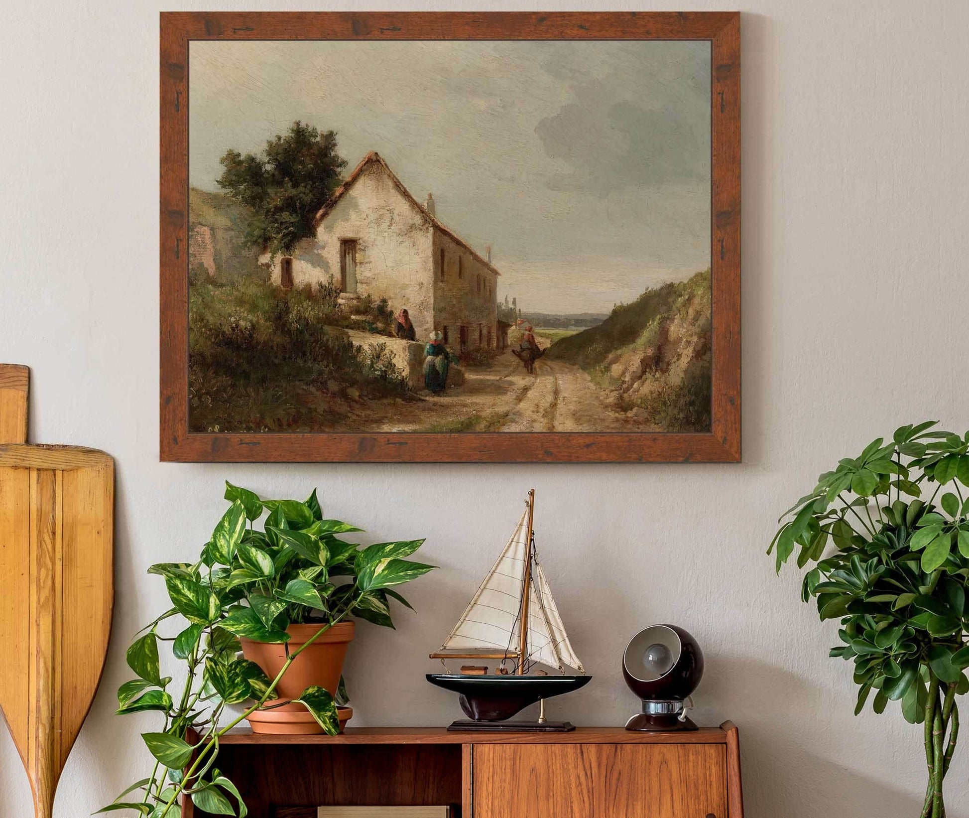 Maison Au Bord Dune Route De Campagne Avec Personnages by Camille Pissarro