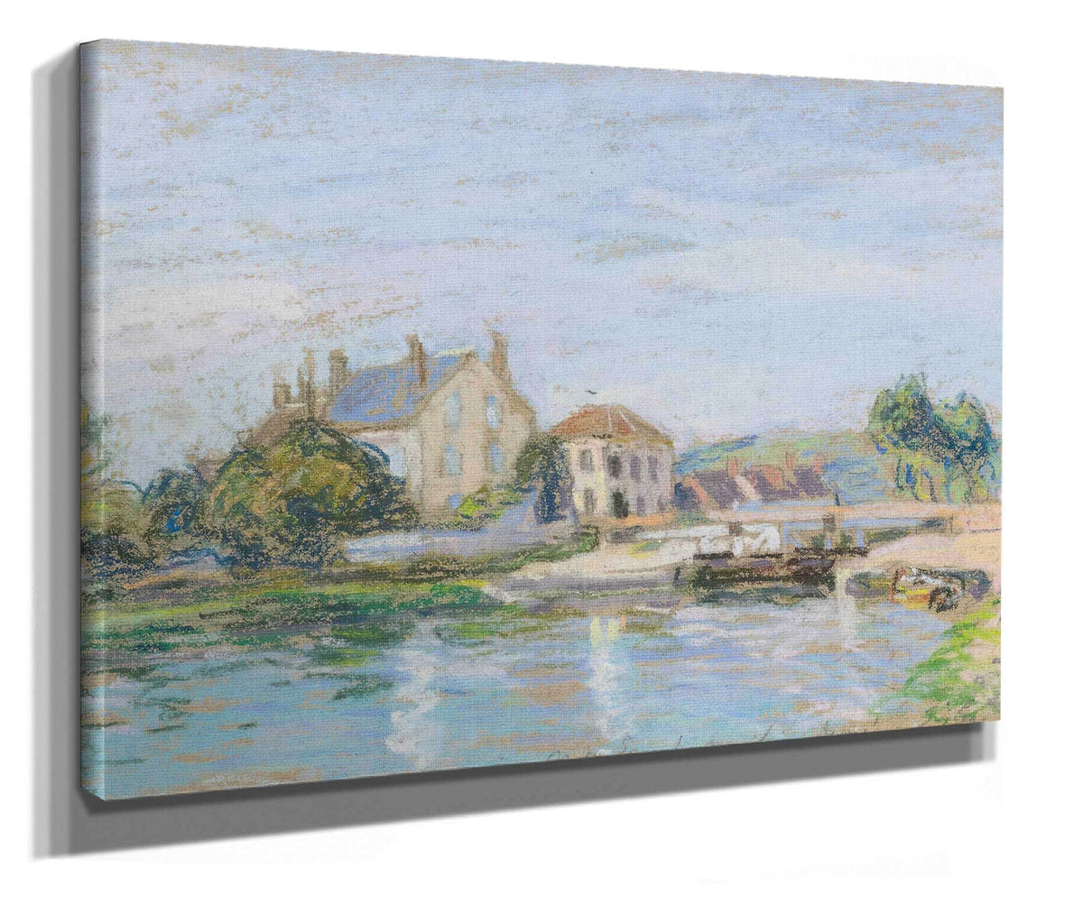 Maisons Au Bord De Lecluse De La Gazonne by Alfred Sisley
