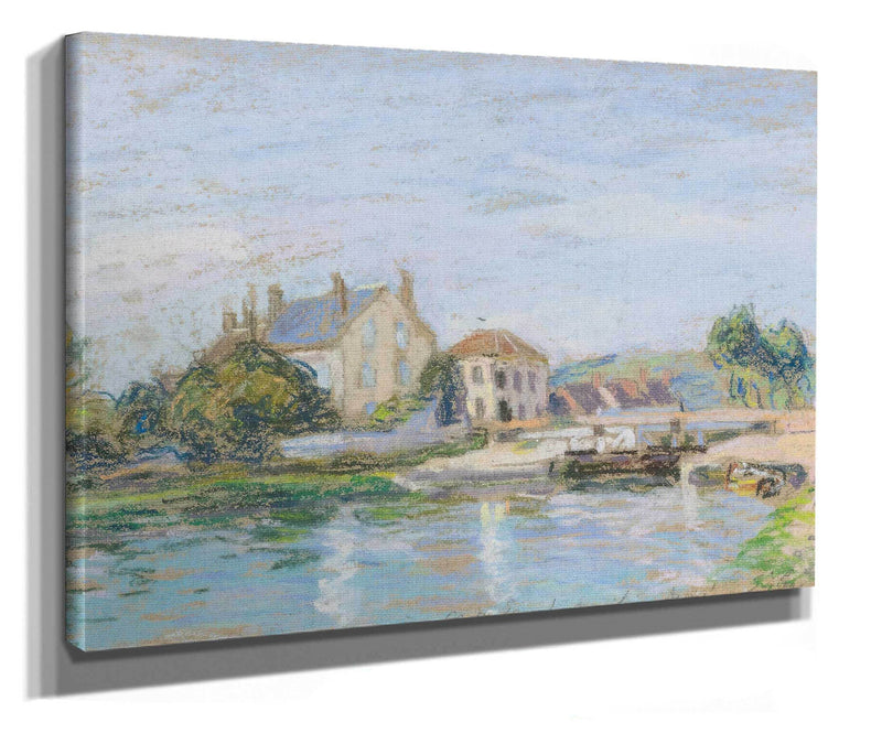 Maisons Au Bord De Lecluse De La Gazonne by Alfred Sisley