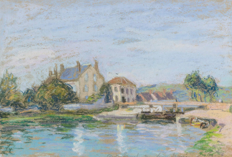 Maisons Au Bord De Lecluse De La Gazonne by Alfred Sisley