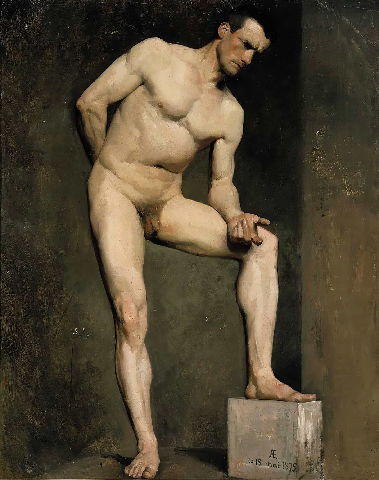 Male Model Academy Study  by Albert Edelfelt