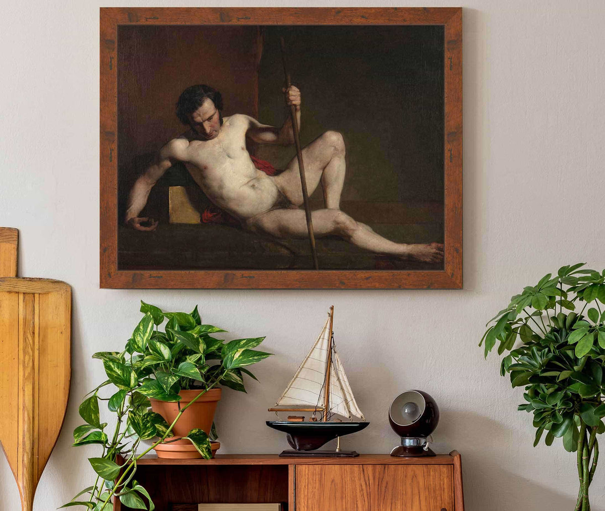 Male Nude Leaning On Staff by William Etty