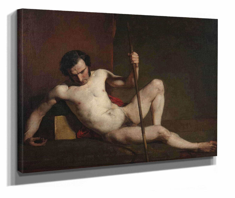 Male Nude Leaning On Staff by William Etty