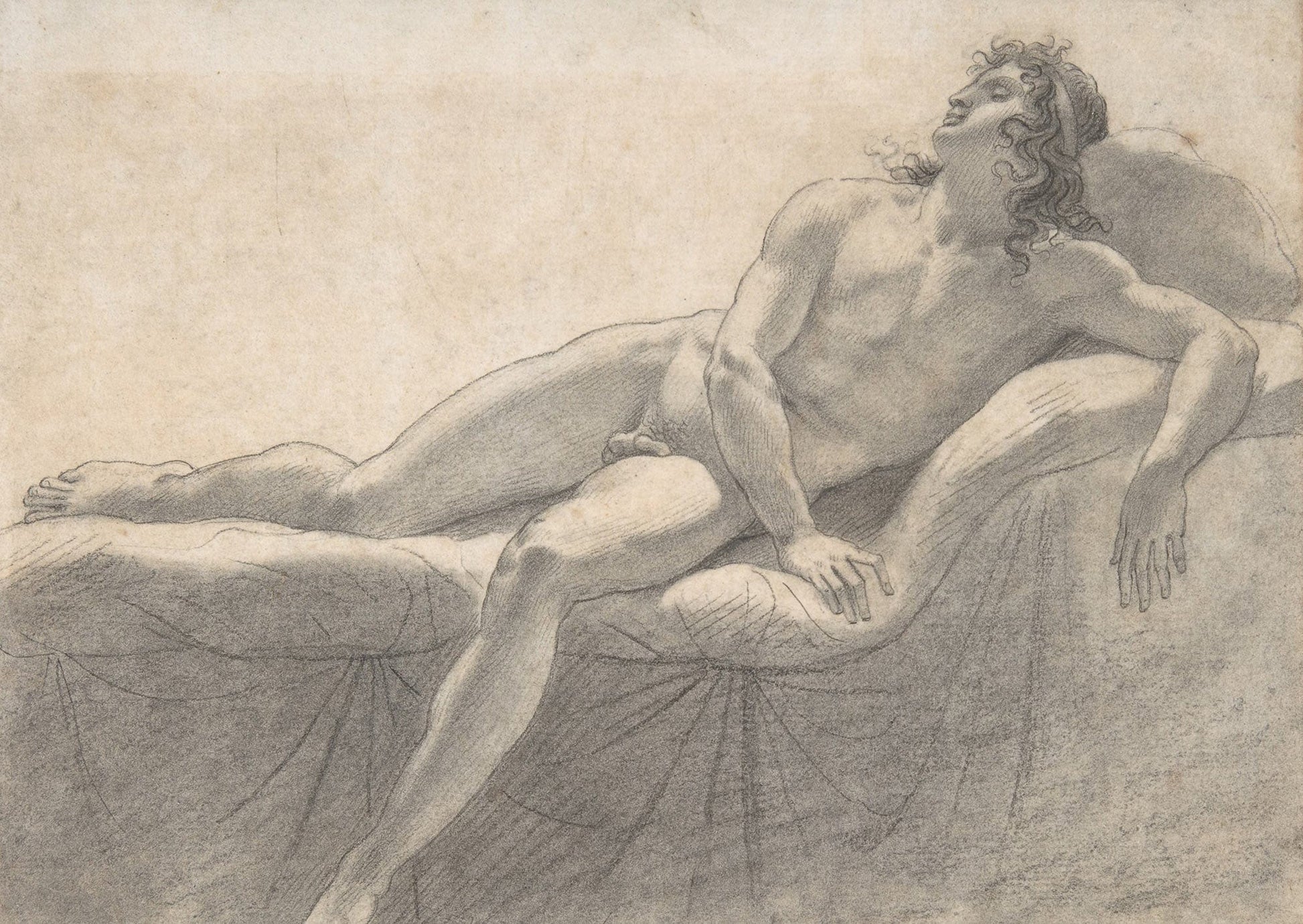 Male Nude Reclining On A Divan by Anne Louis Girodet Trioson