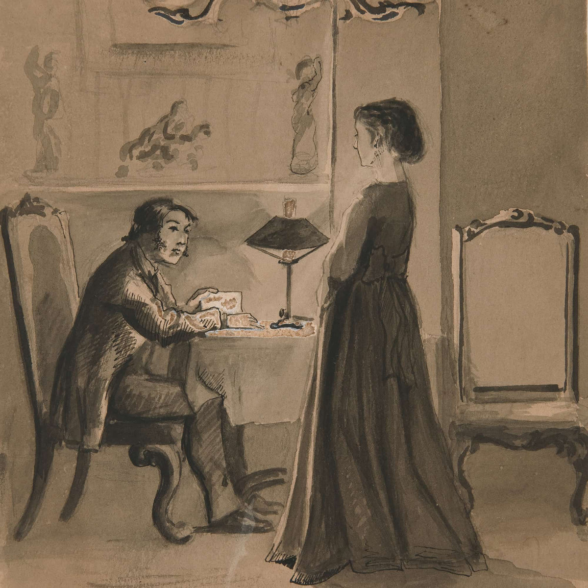 Man And Woman In An Interior by Edwin Austin Abbey