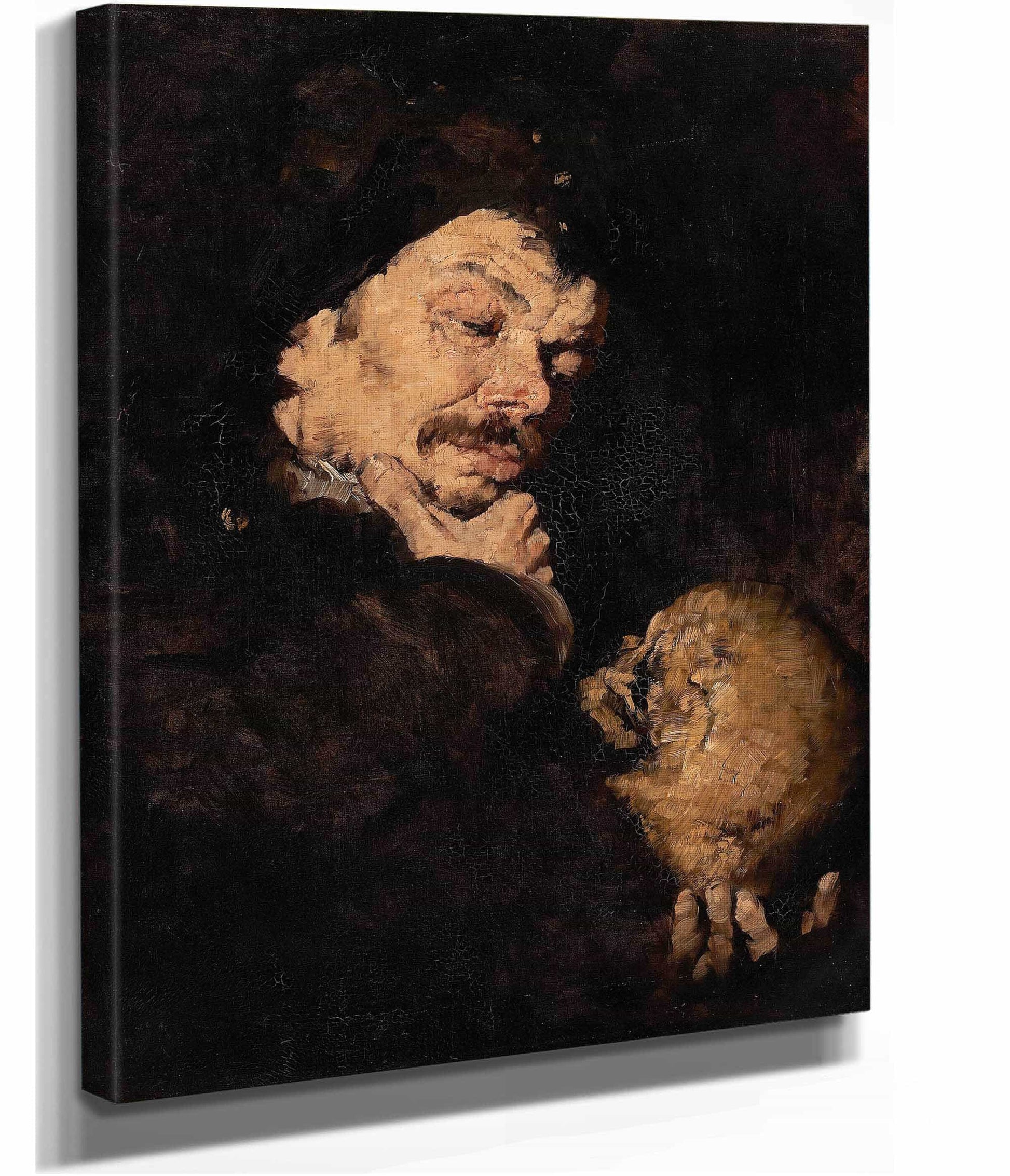 Man Holding A Skull Memento Mori by Frank Duveneck