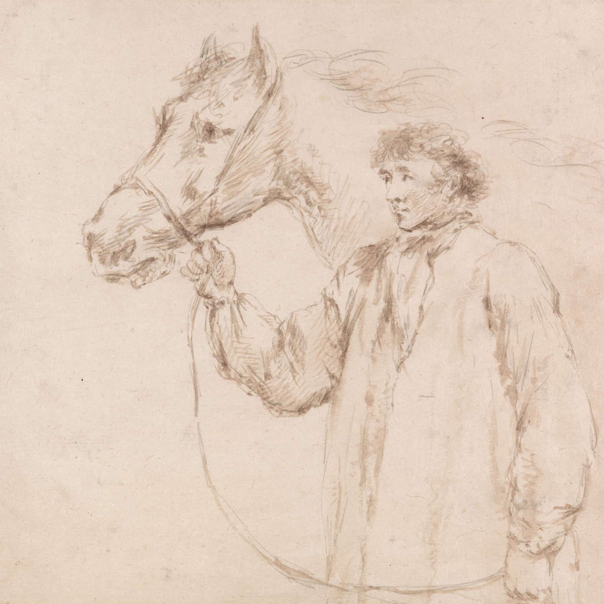 Man Holding Horse By The Bridle by George Morland