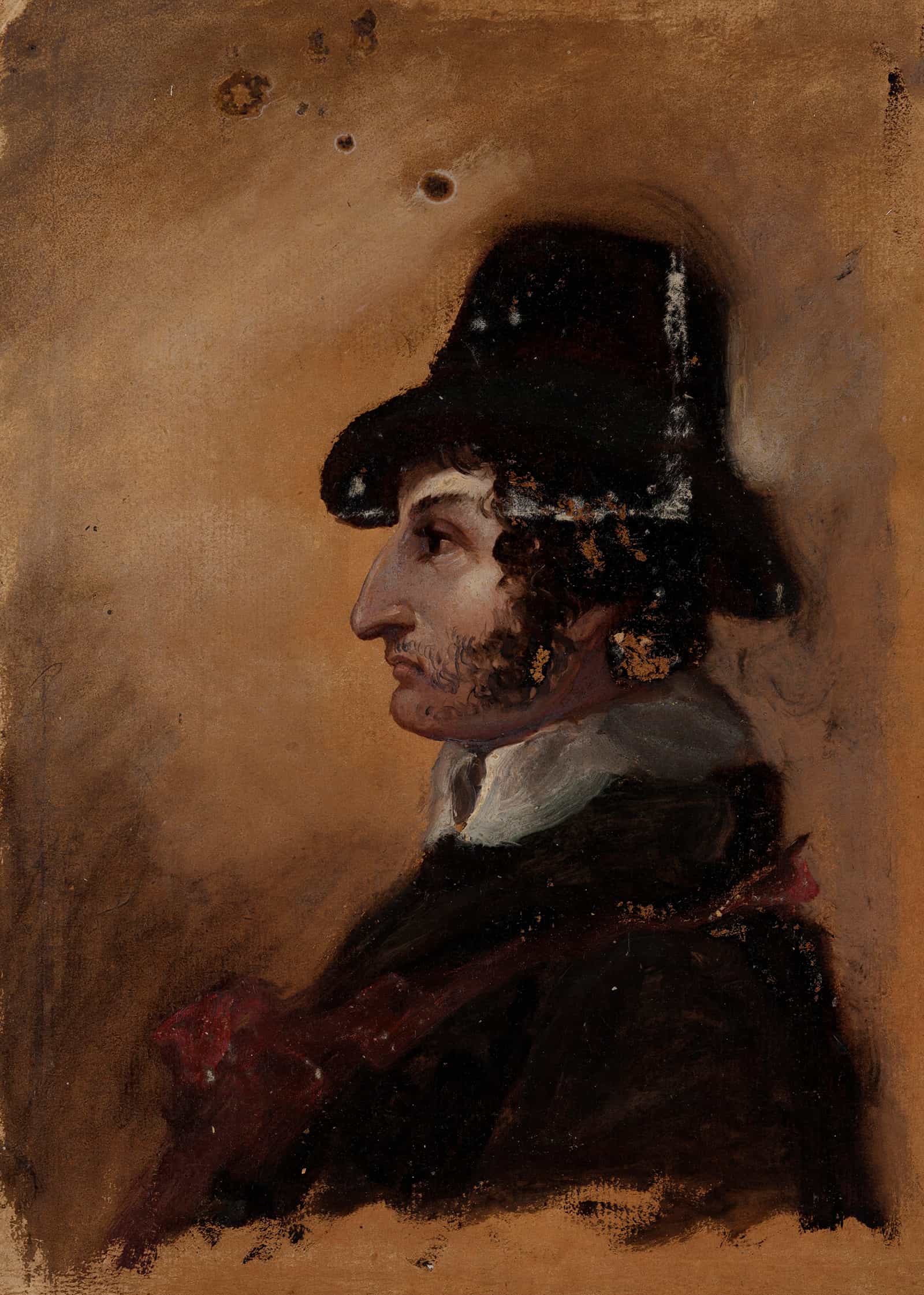 Man In A High Hat Between And by Thomas Cole
