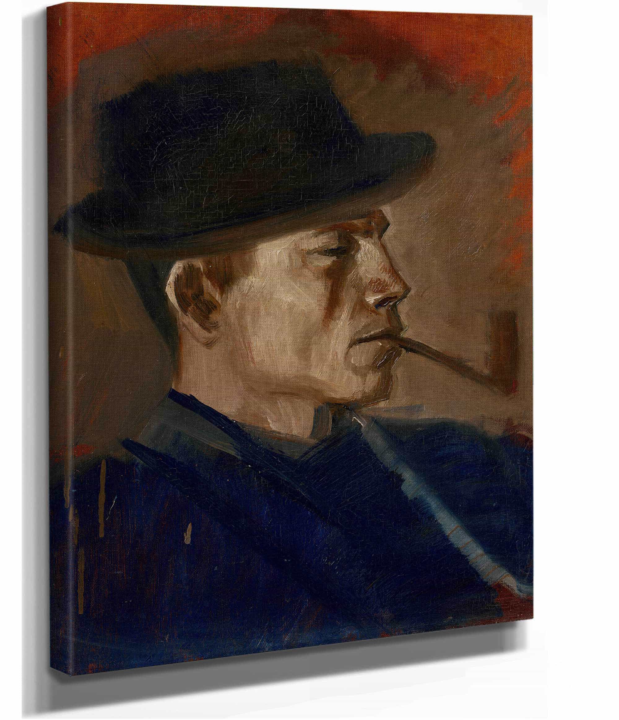 Man In Blue Smoking   by Ladislav Mednyanszky