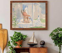 Man In Rocking Chair On Front Porch With His Wife And Child by Edwin Austin Abbey