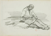 Man Mending Scythe by Charles Francois Daubigny